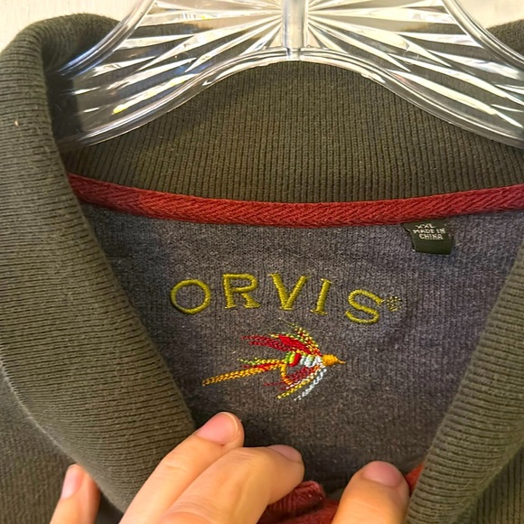 Orvis 1/4 Button Jersey Ribbed Sweatshirt in Olive Green, Size XXL, EUC - Picture 8 of 9